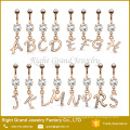 316L Surgical Steel Material Alphabet Letter Dangling Navel Belly Ring Piercing Jewelry